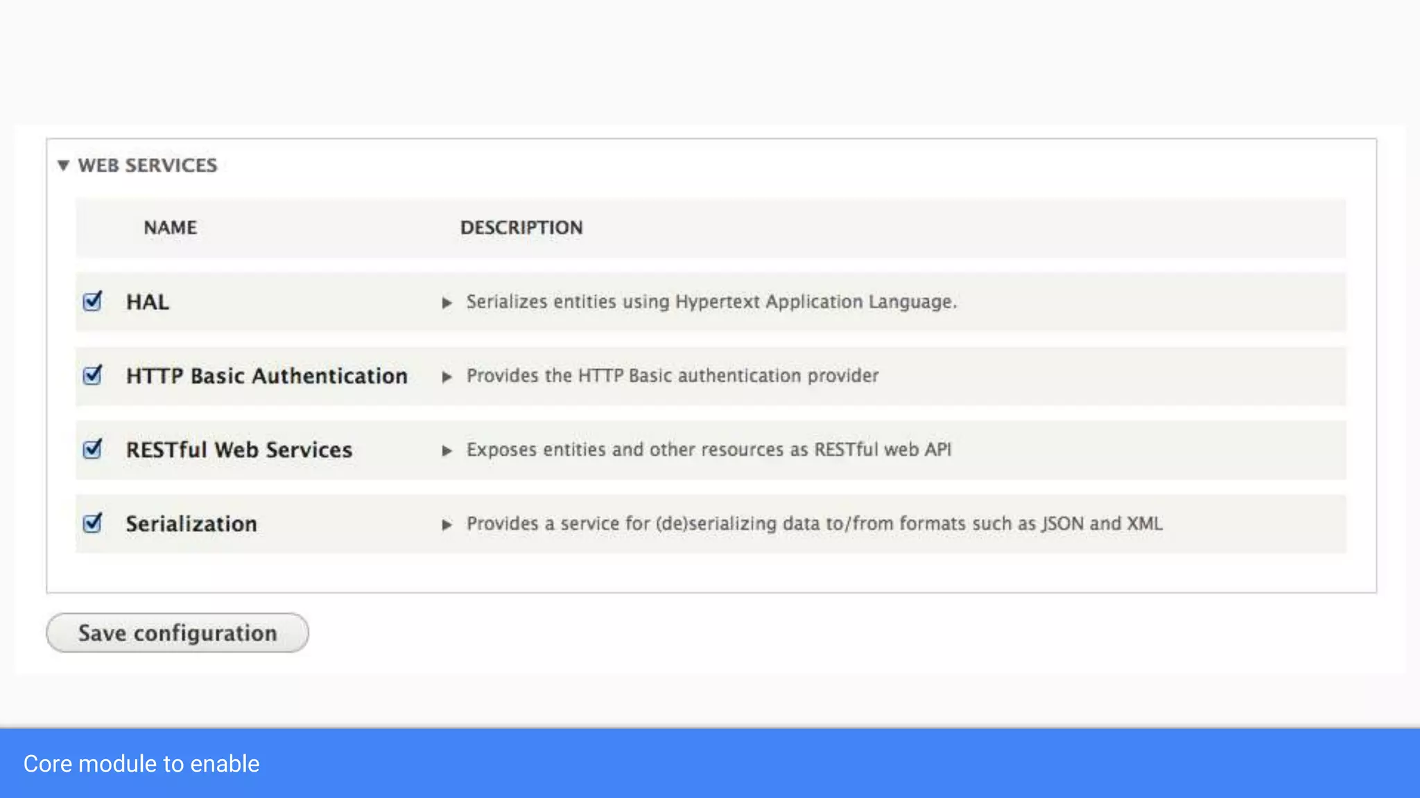 Core module to enable 