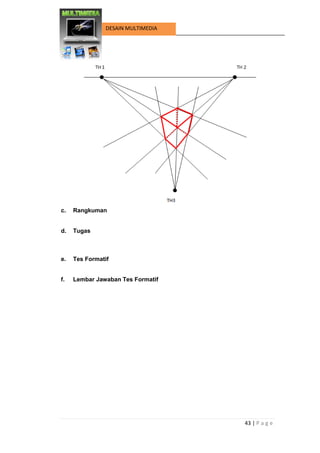43 | P a g e 
DESAIN MULTIMEDIA 
c. Rangkuman 
d. Tugas 
e. Tes Formatif 
f. Lembar Jawaban Tes Formatif 
 