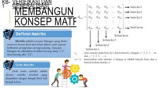 MEMBANGUN
KONSEP MATRIKS
KB-
1
VERIFIKASI DAN
GENERALISASI
 