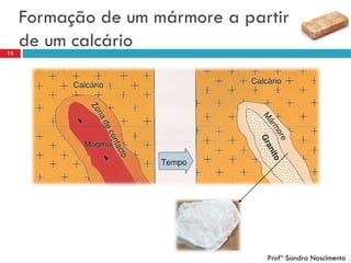 Formação de um mármore a partir
de um calcário13
Profª Sandra Nascimento
 