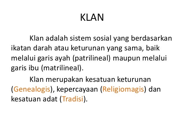 Xi Sosiologi Diferensiasi Klan