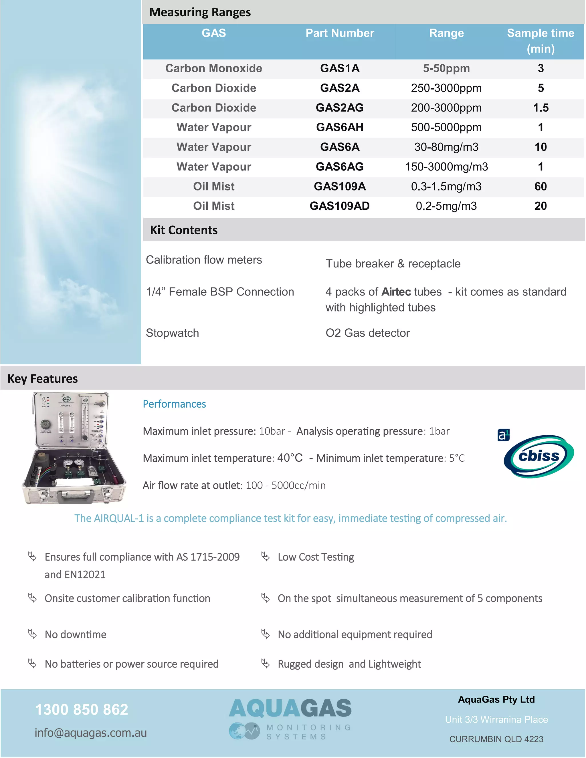 AIRQUAL-1 breathing air quality test kit | PDF