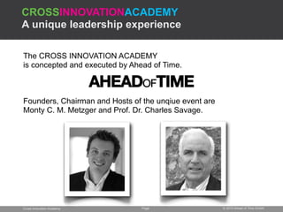 CROSSINNOVATIONACADEMY
A unique leadership experience

The CROSS INNOVATION ACADEMY
is concepted and executed by Ahead of ...
