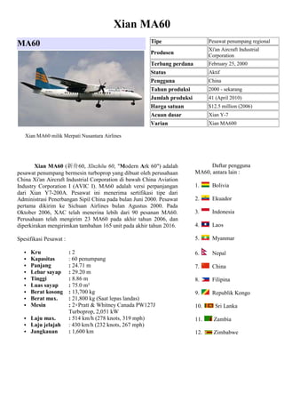 Ma60 Specifications Xian ma60 | PDF