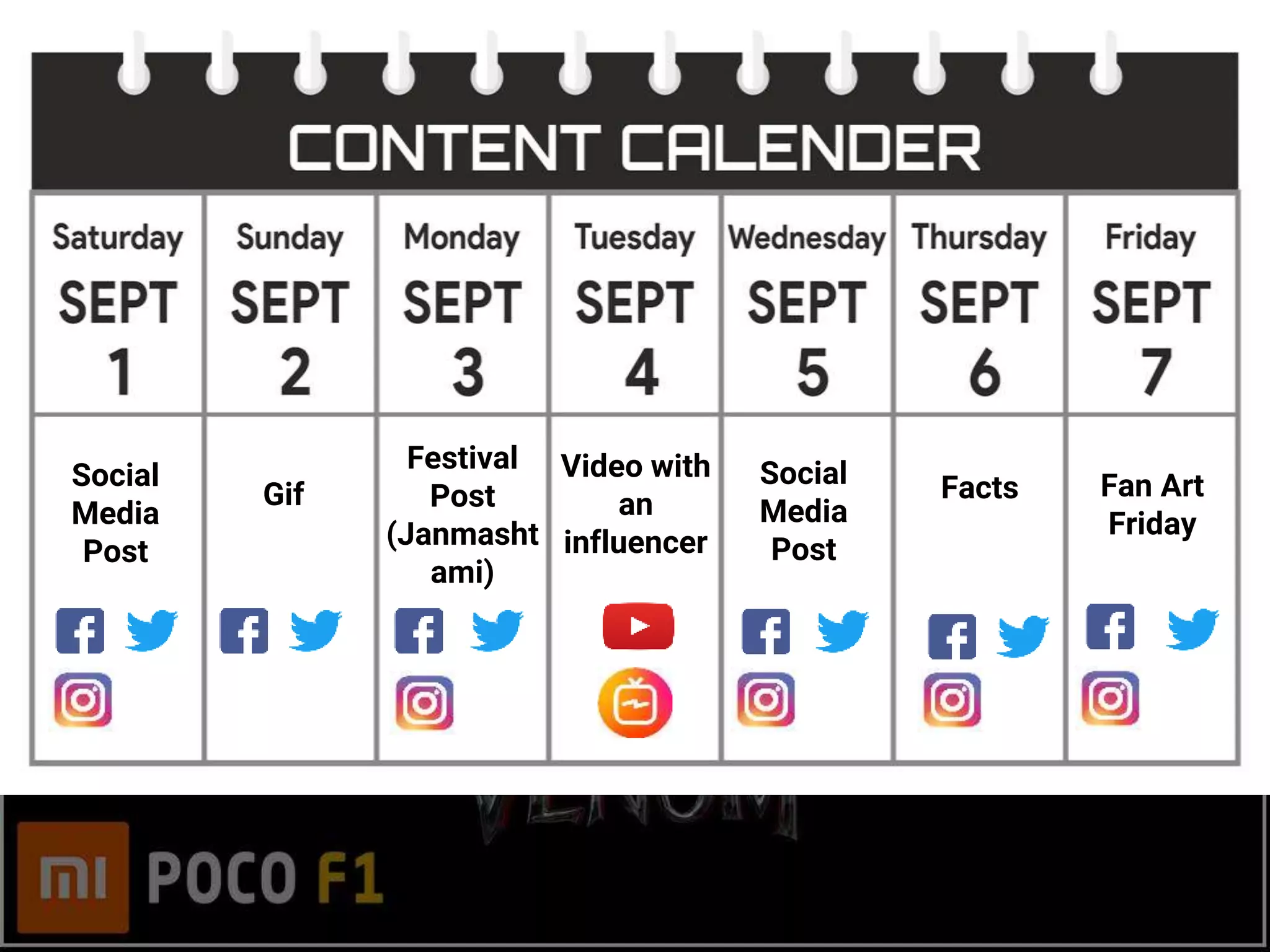 Social
Media
Post
Gif
Festival
Post
(Janmasht
ami)
Video with
an
influencer
Social
Media
Post
Facts Fan Art
Friday
 