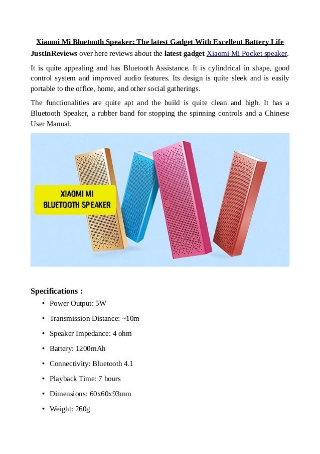 mi bluetooth speaker charging time