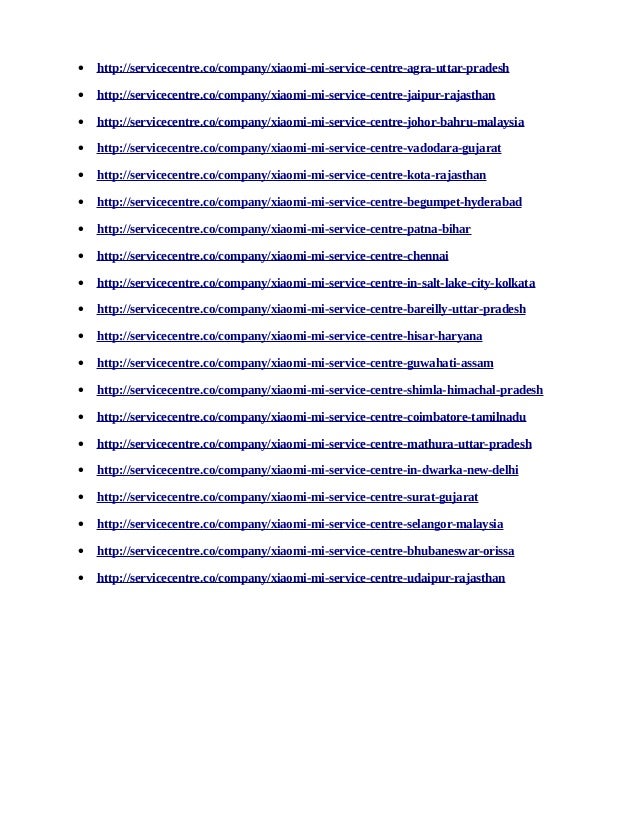 Xiaomi Mi Service Center In India List