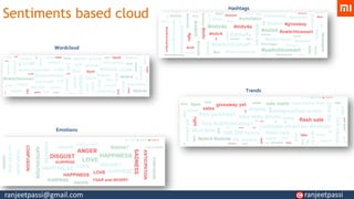 Sentiments based cloud
Wordcloud
Hashtags
Trends
Emotions
ranjeetpassi@gmail.com ranjeetpassi
 