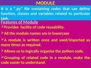 XI_built-in modules.ppt features of module , types of module, functions ...