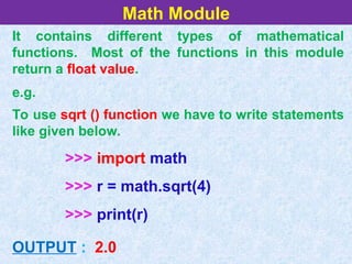 XI_built-in modules.ppt features of module , types of module, functions ...