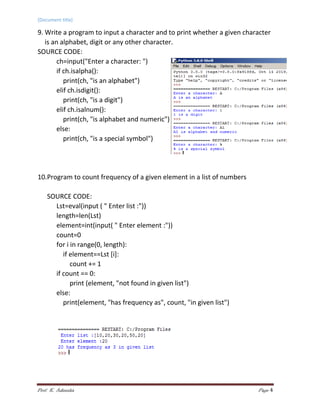 Xi CBSE Computer Science lab programs | PDF
