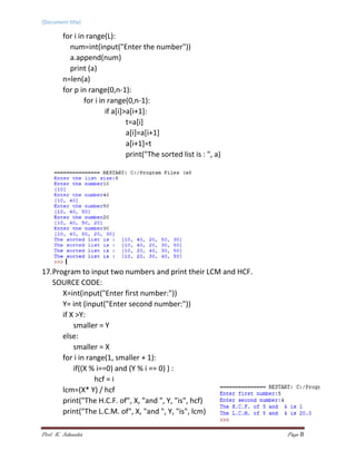 Xi CBSE Computer Science lab programs | PDF