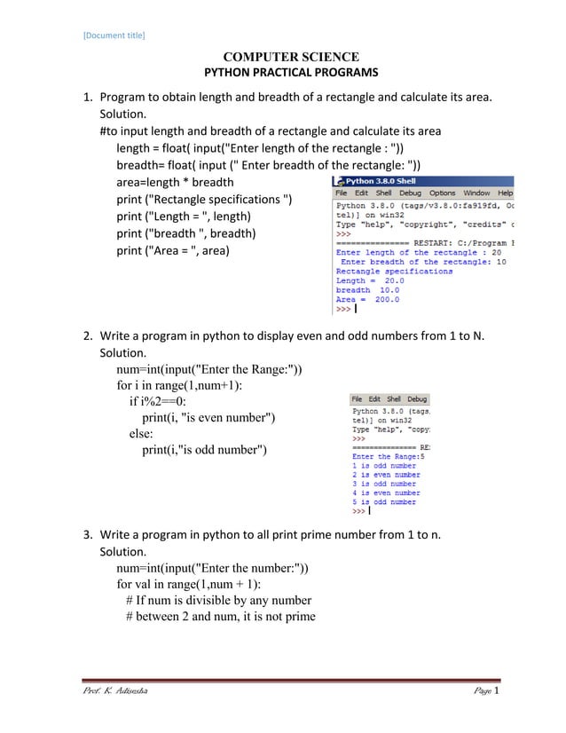 Xi CBSE Computer Science lab programs | PDF