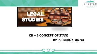 CH – 1 CONCEPT OF STATE
BY. Dr. REKHA SINGH
 