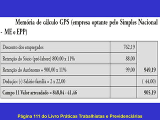 Página 111 do Livro Práticas Trabalhistas e Previdenciárias
 