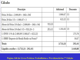 Página 113 do Livro
Página 160 do Livro Práticas Trabalhistas e Previdenciárias 7ª Edição
 