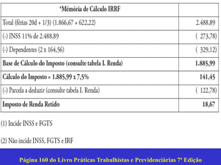 Página 160 do Livro Práticas Trabalhistas e Previdenciárias 7ª Edição
 