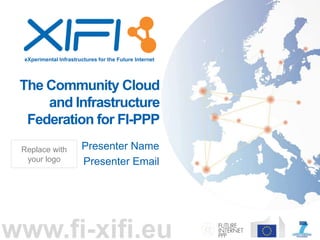 eXperimental Infrastructures for the Future Internet
www.fi-xifi.eu
The Community Cloud
and Infrastructure
Federation for FI-PPP
Presenter Name
Presenter Email
Replace with
your logo
 