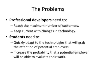One Possible Solution 
1. Identify parts that are same across platforms. 
– We’ll call this the core functionality. 
2. Encapsulate the parts that differ. 
– We’ll call this the platform layer. 
3. Create an interface to the platform layer that can 
be repeated for all supported platforms. 
4. Make sure the core only talks to the platform 
layer interface and not the actual platform. 
– Then we can swap platforms and the core never 
needs to know! 
 