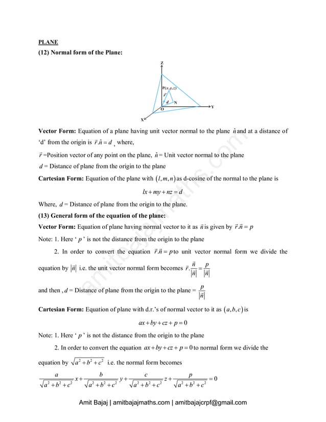 Xii Maths Formulas Pdf