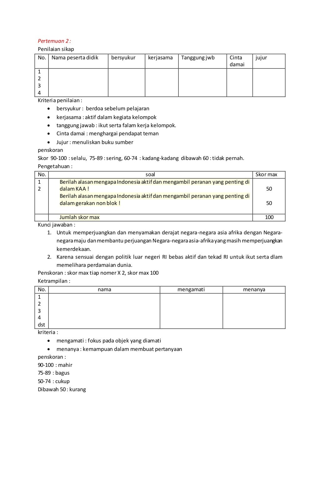 RPP SEJARAH INDONESIA KELAS XII SEMESTER GENAP