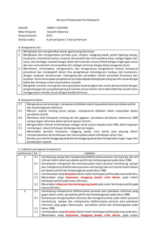 RPP sejarah Indonesia Klas XII