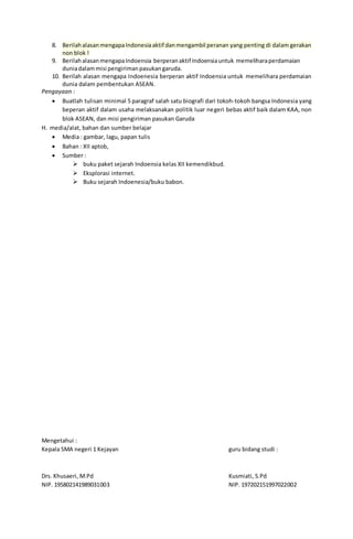 RPP sejarah Indonesia Klas XII