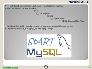 Mysql Program Ss CBSE XII Database Concepts And MySQL Presentation | PDF