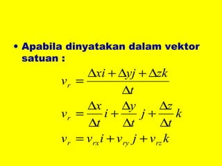 Apabila dinyatakan dalam vektor satuan : 