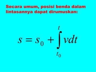 Secara umum, posisi benda dalam lintasannya dapat dirumuskan: 