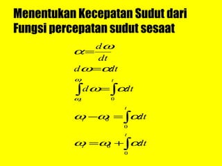 Menentukan Kecepatan Sudut dari Fungsi percepatan sudut sesaat 