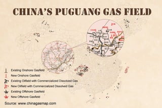 Document Name: Puguang Gas Field Map
Document Brief: Puguang Gas Field in China Natural Gas Map 5, Project Directories and Reports published by ARA Research & Publication.
Published Year: 2012
Data Source: China Natural Gas Map, Project Directories and Reports
Source Website: www.chinagasmap.com
Related Data: China Petroleum Map, Project Directories and Reports
Related Website: www.chinapetroleummap.com
 