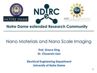 1 Nano Materials and Nano Scale Imaging Prof. Grace Xing Dr. Chuanxin Lian Electrical Engineering Department University of Notre Dame 
