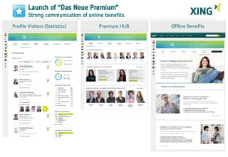 Launch of “Das Neue Premium”
Strong communication of online benefits
Profile Visitors (Statistics)

Premium HUB

Offline Benefits

8

 