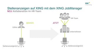 Stellenanzeigen auf XING mit dem XING JobManager
BISHER JETZT
 