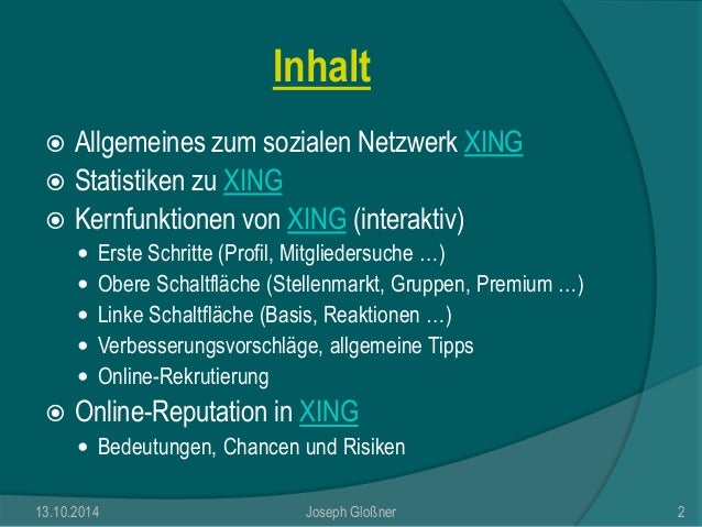 Xing unternehmenspräsentation