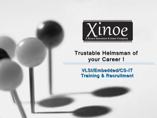 Trustable Helmsman ofTrustable Helmsman of
your Career !your Career !
VLSI/Embedded/CS-ITVLSI/Embedded/CS-IT
Training & RecruitmentTraining & Recruitment
 