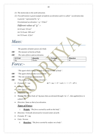 Short Notes of First year Physics | PDF