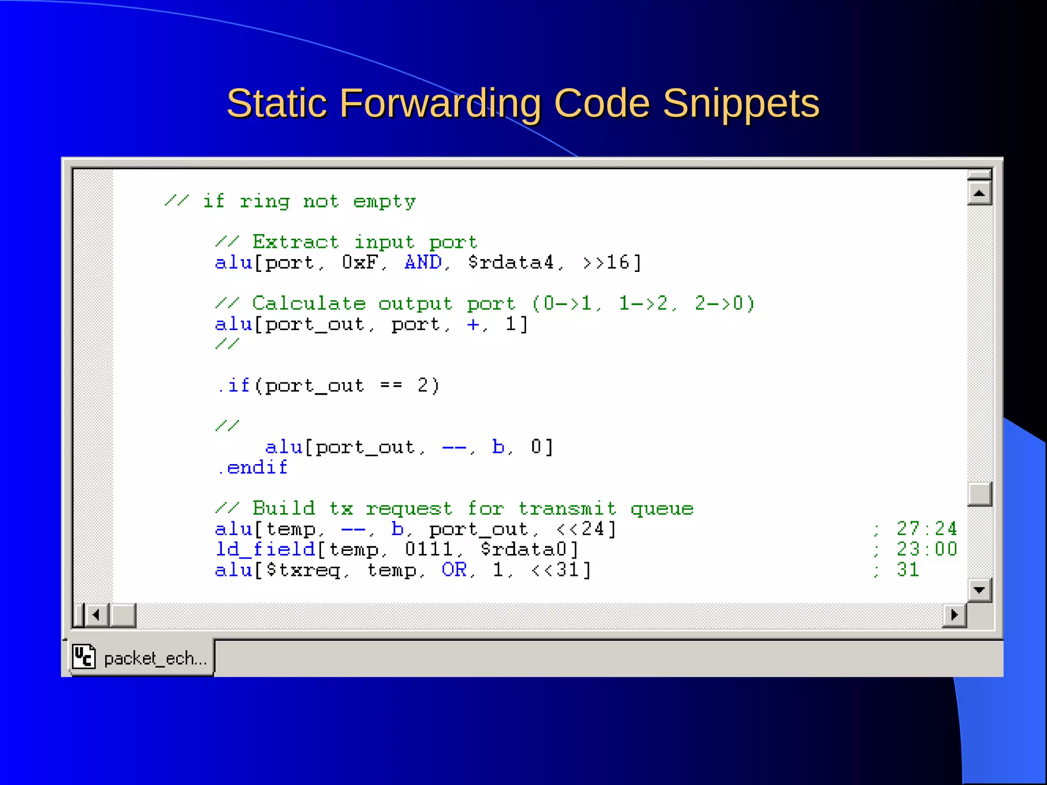 Static Forwarding Code SnippetsStatic Forwarding Code Snippets
 