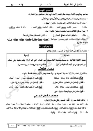 ‫األط‬
‫ُٮ‬ ٰٚ
‫وشتٰح‬ٛ‫ا‬ ‫ٌح‬ٜٛ‫ا‬
ٖ
‫ه‬ ‫ز‬
‫ـــــــــــ‬
( ٝ‫ا‬
٪‫ذـــــــــــــ‬٤ٛ‫ا‬
)
‫(ياس‬
‫ـ‬‫ـ‬‫ـ‬‫ـ‬‫ـ‬‫ـ‬‫ـ‬‫ـ‬‫ـ‬‫ـ‬‫ـ‬‫ـ‬
‫سلي‬ ‫ر‬
‫ـ‬‫ـ‬‫ـ‬‫ـ‬‫ـ‬‫ـ‬‫ـ‬‫ـ‬‫ـ‬‫ـ‬‫ـ‬‫ـ‬‫ـ‬‫ـ‬‫ـ‬‫ـ‬‫ـ‬‫ـ‬‫ـ‬‫ـ‬‫ـ‬‫ـ‬‫ـ‬‫ـ‬‫ـ‬‫ـ‬‫ـ‬
)‫م‬
53661534253
-
53553477563
22
‫املينى‬ ‫املصدر‬
.)ٕ‫ايعَا‬َٔ‫فطز‬‫سسخ‬٢ً‫ع‬ٍ‫س‬ٜ(٢ً‫ا٭ق‬‫املكسض‬٢ٓ‫َع‬٣‫ز‬٪ٜٚ,٠‫س‬٥‫ظا‬ِٝ‫مب‬‫بسأ‬ٜ ِ‫اغ‬ٖٛ
-
‫ث‬٬‫ايج‬‫غري‬َٔٚٞ‫ث‬٬‫ايج‬َٕٔ‫املها‬ٕٚ‫ايعَا‬ِ‫اغ‬١‫ك‬ٜ‫طط‬‫بٓؿؼ‬‫كاؽ‬ٜ
:ٞ
ٔ
-
٬‫صالش‬ٛ‫ا‬ ٚ‫ِو‬ٛ‫ا‬ ٢ٟ ‫ٯظاى‬
) َٚ
‫و‬َِ
ٟ ( ١‫ص‬٩ ٬ٜ‫ه‬
)ٌٔ‫ع‬‫َؿ‬َ(
:
: ‫ڃؼخٽ‬
-
ٌْ‫حٿظڀڄ‬ َ٬ٓ
٬‫غو‬ٟ
. ِْ‫حٿظڄ‬
-
‫حٿڄظٴٌٵ‬ َ٨‫ن‬
‫لش‬٤ٟ
. َ‫حٿٴو‬
-
‫أهڀٲ‬ ‫ال‬ ‫أنخ‬
٫‫هذ‬٪ٟ
.
2
-
٢‫ث‬٬‫ايج‬‫غري‬َٔ‫كاؽ‬ٜ
:
١َُٛ‫َه‬‫ُا‬َٝ
ٚ
.ٙ‫آخط‬ ٌ‫قب‬‫َا‬‫ح‬ٛ‫َؿت‬
: ‫ڃؼخٽ‬
-
‫َّحء‬
‫ي‬٬‫حٿ‬ ‫ڀٶ‬٤‫حن‬
‫َٓطًل‬
ًٍ‫خ‬ٜ‫حٿ‬
. ‫م‬
-
‫يّٸخڅ‬ٜ‫حٿ‬ َ‫حٿظٸ‬
٢‫ًَتك‬
. ً
‫خ‬‫ٻَّڄ‬
ٖ
-
‫ٯخٿزخ‬ ‫ٻڀڄخص‬ ‫ىنخٹ‬
(:‫ڃؼپ‬ ‫ڃْڄْخ‬ ‫يٍح‬ٜ‫ڃ‬ ‫طټٌڅ‬ ‫ڃخ‬
‫دج‬٪ٟ
-
‫ذثح‬ٟ
-
‫ِاصج‬ٟ
-
‫ِغذج‬ٟ
-
‫ح‬٣‫ا‬٨ٟ
-
‫اتح‬٨ٟ
-
٫‫شأ‬ٟ
-
‫جاج‬٤ٟ
-
َ
ٟ
ٚ‫ٔر‬
.)
‫املصادر‬
‫الصزحية‬
-
.َٔ‫ايع‬َٔ‫فطز‬‫سسخ‬٢ً‫ع‬ٍ‫س‬ِٜ‫اغ‬‫املكسض‬
ٚ
ٕ‫عا‬ْٛ‫املكازض‬
١ٝ‫مساع‬
١ٝ‫اغ‬ٝ‫ق‬
٬‫ايج‬ ٍ‫ا٭ؾعا‬ ‫َكازض‬
, ١ٝ‫ث‬
ٚ
‫٭ْٗا‬ ١ٝ‫مساع‬ ‫ت‬ٝ‫مس‬
‫مسعت‬
‫ق‬‫هلا‬‫ؼ‬ٝ‫ي‬ٚ‫ايعطب‬ٔ‫ع‬
ٛ
‫اعس‬
ٜ١‫ثابت‬
‫ٗا‬ًٝ‫ع‬‫كاؽ‬
.
ٕ‫ظا‬ٚ‫أ‬ ‫هلا‬ ‫اييت‬ ‫املكازض‬ ٖٞ
ٜ
‫كاؽ‬
‫ٗا‬ًٝ‫ع‬
ٚ
‫َكازض‬ ٖٞ
ٍ‫ا٭ؾعا‬
(
ٞ‫ايػساغ‬ٚٞ‫اـُاغ‬ٚٞ‫ايطباع‬
)
.
*
‫ا٭‬‫بعض‬‫محًت‬‫قس‬ٚ,‫هلا‬‫نابط‬٫١ٝ‫مساع‬١ٝ‫ث‬٬‫ايج‬‫املكازض‬ٕ‫أ‬َ‫ؼ‬ٓ‫ت‬٫
ٕ‫ظا‬ٚ
:‫َٓٗا‬,١‫خاق‬‫ت‬٫٫‫ز‬
-
١َ‫ي‬‫َا‬‫ع‬ٔ‫ؾ‬
١‫ِضاع‬‫ظ‬:١‫سطؾ‬٢ً‫ع‬ٓ
ٍ‫ز‬‫ُا‬ٝ‫ؾ‬:
–
١‫ٔٓاع‬‫ق‬
-
ٕ٬َ
‫ع‬َ‫ؾ‬
:‫انططاب‬٢ً‫ع‬ٓ
ٍ‫ز‬‫ُا‬ٝ‫ؾ‬:
ٕ‫َكا‬‫ؿ‬َ
‫خ‬
-
ٕ‫طريا‬
-
ٍ‫َا‬
‫ع‬ُ
‫ؾ‬
:
:‫َطض‬٢ً‫ع‬ٍ‫ز‬‫ُا‬ٝ‫ؾ‬
‫ُساع‬
‫ق‬
–
ّ‫ُنا‬
‫ظ‬
-
ٌٝٔ‫ع‬َ‫ؾ‬
ٌَٜٛ‫ع‬,ٌٝ‫َس‬‫ض‬:‫ت‬ٛ‫ق‬ٚ‫أ‬‫ِط‬ٝ‫غ‬٢ً‫ع‬ٍ‫ز‬‫َا‬:
-
١ًِ‫ع‬ُ
‫ؾ‬
٠‫ُُط‬
‫غ‬:ٕٛ‫ي‬٢ً‫ع‬ٓ
ٍ‫ز‬‫ُا‬ٝ‫ؾ‬:
–
ُ
‫خ‬
٠‫هط‬
-
.٠َ‫ط‬ُُِ
‫س‬
-
ٌَ‫ع‬َ‫ؾ‬
:
:‫ب‬ٝ‫ع‬٢ً‫ع‬ٓ
ٍ‫ز‬‫ُا‬ٝ‫ؾ‬
٢َُ‫ع‬
–
‫َز‬
‫ط‬َ‫ع‬
–
.ٍََٛ‫س‬
-
ٍٛ‫ُع‬
‫ؾ‬
:١‫سطن‬٢ً‫ع‬ٓ
ٍ‫ز‬‫ُا‬ٝ‫ؾ‬:
ّٚ‫ُس‬
‫ق‬
–
‫ز‬ٛ‫ُع‬
‫ق‬
–
.ٍٚ‫ُع‬
ْ
1
-
)ٍ‫َا‬
‫ع‬ِ‫ؾ‬ِ
‫إ‬(ٕ‫ظ‬ٚ٢ً‫ع‬ٞ‫أت‬ٜٙ‫ؾُكسض‬)ٌَ‫ع‬ِ‫ؾ‬َ
‫أ‬(ٕ‫ظ‬ٚ٢ً‫ع‬ٌ‫ايؿع‬ٕ‫نا‬‫إشا‬
‫َحد‬
َِْٟ
‫ا‬ : َ
‫د‬َ
ََْٟ
‫أ‬ : ‫ڃؼپ‬
–
‫آ‬
‫اّڄخڅ‬ : ‫ڃن‬
–
‫أڃ‬
‫اڃيحى‬ : َّ
‫ي‬
–
‫اَّحى‬ : ‫أًٍى‬
–
‫خء‬٤٫‫ا‬ : َ٤٫‫أ‬
–
. ‫اّلخء‬ : َ‫أًك‬
-
ْ‫ظ‬ٌٚ‫ايؿع‬ٕ‫نا‬‫إشا‬
٘
(
ٌ‫أؾع‬
(‫ايعني‬ٌ‫َعت‬ٚ,)
‫أعاز‬
(ٕ‫ظ‬ٚ٢ً‫ع‬ٙ‫ؾُكسض‬,)
١ً‫إؾع‬
.‫ا٭يـ‬َّٔ
٫‫بس‬‫اآلخط‬‫يف‬١‫ط‬ٛ‫َطب‬٤‫تا‬٠‫از‬ٜ‫بع‬)
: ‫ڃؼپ‬
: ٍ‫أىح‬
٠‫إزاض‬
–
: ‫أٳخى‬
٠‫إؾاز‬
–
: ٍ‫أػخ‬
٠‫إثاض‬
.
‫ﻲ‬‫ﻣ‬‫ﯾ‬‫ﻠ‬‫ﻌ‬‫ﺗ‬‫ﻟ‬‫ا‬ ‫ت‬‫ﺳ‬‫ﺎ‬‫ﻓ‬ ‫ﻰ‬‫ﺟ‬‫ﯾ‬‫ا‬ ‫ﻊ‬‫ﻗ‬‫و‬‫ﻣ‬
 