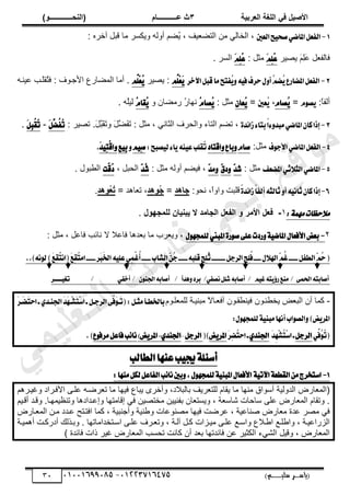 ‫األط‬
‫ُٮ‬ ٰٚ
‫وشتٰح‬ٛ‫ا‬ ‫ٌح‬ٜٛ‫ا‬
ٖ
‫ه‬ ‫ز‬
‫ـــــــــــ‬
( ٝ‫ا‬
٪‫ذـــــــــــــ‬٤ٛ‫ا‬
)
‫(ياس‬
‫ـ‬‫ـ‬‫ـ‬‫ـ‬‫ـ‬‫ـ‬‫ـ‬‫ـ‬‫ـ‬‫ـ‬‫ـ‬‫ـ‬
‫سلي‬ ‫ر‬
‫ـ‬‫ـ‬‫ـ‬‫ـ‬‫ـ‬‫ـ‬‫ـ‬‫ـ‬‫ـ‬‫ـ‬‫ـ‬‫ـ‬‫ـ‬‫ـ‬‫ـ‬‫ـ‬‫ـ‬‫ـ‬‫ـ‬‫ـ‬‫ـ‬‫ـ‬‫ـ‬‫ـ‬‫ـ‬‫ـ‬‫ـ‬
)‫م‬
53661534253
-
53553477563
31
1
-
‫ايعني‬‫ض‬ٝ‫قش‬ٞ‫املان‬ٌ‫ايؿع‬
: ‫آهَه‬ ‫ٷزپ‬ ‫ڃخ‬ َٔ‫ًّټ‬ ‫أًٿو‬ ‫ڂ‬٠ُ
ّ ، ‫ْٲ‬٬٠‫حٿظ‬ ‫ڃن‬ ِ‫حٿوخٿ‬ ،
َّْٜ َ
‫ڂ‬ِ
‫ڀ‬َ
٫ ‫پ‬٬‫ٳخٿٴ‬
ًَُِٔ
‫ع‬
: ‫ڃؼپ‬
ًَُِٔ
‫ع‬
ٔ‫حٿ‬
. َ
2
-
‫اآلخط‬ٌ‫قب‬‫َا‬‫ُؿتض‬
ٜٚ٘ٝ‫ؾ‬‫سطف‬ٍٚ‫أ‬ُ
ِ‫ُه‬
ٜ‫املهاضع‬ٌ‫ايؿع‬
َِّ
ًِ‫ع‬َٜ
َّْٜ :
َِّ
ًِ‫ع‬ُ
ٜ
.
‫ْنزو‬٫ ‫َزذ‬
‫ڀ‬‫ُٸ‬
‫ظ‬‫ٳ‬ : ‫حألؿزٌٱ‬ ٩ٍ‫خ‬٠‫حٿڄ‬ ‫أڃخ‬
:ً
‫خ‬‫أٿٴ‬
ٜ
ّٛ‫ك‬
=
ُ
ٜ
ّ‫كا‬
،
‫ُعني‬
ٜ
=
ٕ‫ُعا‬
ٜ
: ‫ڃؼپ‬
ُ
ّ‫ُكا‬
ٜ
ً ‫خڅ‬٠‫ٍڃ‬ ُ
ٍ‫نيخ‬
ُ
ّ‫ُكا‬
ٜ
. ‫ُو‬
‫ڀ‬ْ‫ٿ‬
3
-
٠‫س‬٥‫ظا‬٤‫بتا‬ّ‫ا‬٤ٚ‫َبس‬ٞ‫املان‬ٕ‫نا‬‫إشا‬
،
‫حٿظخء‬ ‫ڂ‬٠‫ط‬
ً
‫حٿلَٱ‬
‫ح‬
ِ‫ٿؼخن‬
: َْٜ‫ط‬ .َ
‫پ‬َّ
‫َز‬
‫ٸ‬َ
‫ط‬ً َ
‫پ‬َّ
٠َ
‫ٴ‬َ
‫ط‬ : ‫ڃؼپ‬ ،
ٌَِّ
‫ُه‬
‫ؿ‬ُ
‫ت‬
-
ٌَٔ‫ب‬ُ
‫ك‬ُ
‫ت‬
.
4
-
‫ف‬ٛ‫ا٭د‬ٞ‫املان‬ٌ‫ايؿع‬
:‫ڃؼپ‬
ّ‫قا‬
‫باع‬ٚ
‫اقتاز‬ٚ
:‫كبض‬ٝ‫ي‬٤‫ا‬ٜ٘ٓٝ‫ع‬‫ُكًب‬
‫ت‬
ِٝٔ‫ق‬
ٚ
‫ع‬ٝٔ‫ب‬
َ‫س‬ٝٔ‫ت‬ِ‫ق‬‫ا‬ٚ
.
5
-
‫املهعـ‬ٞ‫ث‬٬‫ايج‬ٞ‫املان‬
: ‫ڃؼپ‬
ٓ
‫س‬‫ؾ‬
ٚ
ٓ
‫م‬‫ز‬
ٓ
‫س‬َٚ
‫أًٿو‬ ‫ڂ‬٠ْ‫ٳ‬ ،
‫ڃؼ‬
: ‫پ‬
ٓ
‫س‬ُ
‫ؾ‬
، ‫حٿلزپ‬
‫ّت‬
‫ق‬ُ
‫ز‬
‫زٌٽ‬٤‫حٿ‬
.
6
-
‫إ‬
‫شا‬
ّ٠‫س‬٥‫ظا‬ّ‫ا‬‫أيؿ‬٘‫ثايج‬ٚ‫أ‬ْ٘ٝ‫ثا‬ٕ‫نا‬
:ٌ‫نل‬ ،ً
‫ح‬ً‫ًح‬ ‫ٷڀزض‬
‫ذ‬٧‫جا‬
=
‫ِذ‬٧٪ُ
‫ج‬
= ‫خىي‬٬‫ط‬ ،
‫ذ‬٧٪ُ
‫و‬ُ
‫ذ‬
.
: ‫مهم‬‫مالحظات‬
ٔ
-
٩ ‫ش‬ٟ‫األ‬ ٚ‫ُو‬
ٙ٪٨‫ج‬٠ٜٛ ١‫ٰا‬٤‫ٯث‬ ‫ال‬ ‫ذ‬ٟ‫جا‬ٛ‫ا‬ ٚ‫ِو‬ٛ‫ا‬
.
ٕ
-
ٍٛٗ‫يًُذ‬‫املبين‬٠‫ض‬ٛ‫ق‬٢ً‫ع‬‫ضزت‬ٚ١ٝ‫املان‬ٍ‫ا٭ؾعا‬‫بعض‬
: ‫ڃؼپ‬ ، ‫پ‬٫‫ٳخ‬ ‫نخثذ‬ ‫ال‬ ‫ال‬٫‫ٳخ‬ ‫يىخ‬٬‫ر‬ ‫ڃخ‬ ‫َد‬٬ًّ ،
ٓ
ُِ
‫س‬(
ٌ‫ايطؿ‬
‫ــــــــــ‬
ٍ٬‫اهل‬ٓ
ُِ
‫غ‬
‫ـــ‬
‫ــ‬
‫ـــ‬
ُ
‫ؾ‬
ًٔ
‫ر‬
ٌ‫ايطد‬
‫ـــــــــ‬
‫ــ‬
‫ـــ‬
‫ـ‬
ُ
‫ث‬
ًٔ
٘‫قًب‬‫ر‬
‫ــــــــــ‬
‫ايؿاب‬ٓ
ُٔ
‫د‬
‫ــــــــــ‬
ُ
‫أ‬
‫َط‬‫ب‬َ‫ـ‬‫ا‬ً٘ٝ‫ع‬ُِٞٔ‫غ‬
‫ــــــــــ‬
..)ْ٘ٛ‫ي‬)َ‫ع‬ٔ‫ك‬ُ
‫ت‬ْ‫(ا‬َ‫ع‬ٔ‫ك‬ُ
‫ت‬َ‫ا‬
٢ُ‫اؿ‬٘‫أقابت‬
/
ِٝ‫غ‬٘‫ت‬ٜ٩‫ض‬‫َٓع‬
/
ٞ‫ْكؿ‬ًٌ‫ؾ‬٘‫أقاب‬
/
‫ٖسأ‬ٚ‫بطز‬
/
‫اؾ‬٘‫أقاب‬
ٕٛٓ
/
ٞ‫أخؿ‬
/
ٝ‫تػ‬
‫ــــــ‬
‫ط‬
-
‫أڅ‬ ‫ٻڄخ‬
‫حٿ‬
‫ڀزٌځ‬٬‫ٿڀڄ‬ ‫ڃزنْزش‬ ً
‫ال‬‫زخ‬٬‫أٳ‬ ‫ٸزٌڅ‬٤‫ٳْن‬ ‫جزٌڅ‬٤‫ّو‬ ٞ٬‫ز‬
‫باـطـأ‬
٢َّ
‫َؾ‬
ٛ‫َـ‬‫ت‬(:ٌ‫َجـ‬
ٌ‫ايطدـ‬
َ
‫س‬َ
ٗ‫ِـ‬‫ؿ‬َ‫ت‬ِ‫غ‬‫ا‬‫ـ‬
ٟ‫اؾٓـس‬
َ‫ط‬‫َـ‬‫ه‬َ‫ت‬‫اس‬‫ـ‬
‫ض‬ٜ‫املط‬
:ٍٛٗ‫يًُذ‬١ٝٓ‫َب‬‫أْٗا‬‫اب‬ٛ‫ايك‬ٚ)
ِّٞ
‫ُؾ‬
ُٛ
‫ت‬(
ٌ‫ايطد‬
َ
‫س‬ِ
ِٗ‫ؿ‬ُ
‫ت‬ِ‫غ‬‫ا‬‫ـ‬
‫اؾ‬
ٟ‫ٓس‬
َ‫ط‬ٔ‫ه‬ُ
‫ت‬‫اس‬‫ـ‬
‫ض‬ٜ‫املط‬
)
(
ٌ‫ايطد‬
–
ٟ‫اؾٓس‬
-
‫ض‬ٜ‫املط‬
)
‫ع‬ٛ‫َطؾ‬ٌ‫ؾاع‬‫ب‬٥‫ْا‬
)
.
‫عٓٗا‬‫ب‬ٝ‫جي‬١ً٦‫أغ‬
‫اي‬
‫طايب‬
1
-
‫ا‬١‫ايكطع‬َٔ‫اغتدطز‬
١ٝ‫آلت‬
‫َٓٗا‬ٌ‫يه‬ٌ‫ايؿاع‬‫ب‬٥‫ْا‬‫بني‬ٚ,ٍٛٗ‫يًُذ‬١ٝٓ‫املب‬ٍ‫ا٭ؾعا‬
:
‫حأل‬ َ‫ڀز‬٫ ‫زو‬َٟ٬‫ط‬ ‫ڃخ‬ ‫ٳْيخ‬ ٩‫ّزخ‬ ٍَ‫ًأه‬ ،‫رخٿزالى‬ ‫َّٲ‬٬‫ٿڀظ‬ ‫ّٸخځ‬ ‫ڃخ‬ ‫ڃنيخ‬ ‫أٌٓحٵ‬ ‫حٿيًٿْش‬ ٍٝ‫خ‬٬‫(حٿڄ‬
‫ًٯْزَىڂ‬ ‫ٳزَحى‬
‫أٷزْڂ‬ ‫ًٷزي‬ .‫ْڄيزخ‬٨‫ًطن‬ ‫زيحىىخ‬٫‫ًا‬ ‫اٷخڃظيخ‬ ِ‫ٳ‬ ‫ْن‬ٜ‫ڃوظ‬ ‫رٴنْْن‬ ‫خڅ‬٬‫ًّٔظ‬ ، ‫ش‬٬ٓ‫ٗخ‬ ‫ٓخكخص‬ َ‫ڀ‬٫ ٍٝ‫خ‬٬‫حٿڄ‬ ‫ًطٸخځ‬ .
ٍٝ‫زخ‬٬‫حٿڄ‬ ‫ڃزن‬ ‫زيى‬٫ ‫حٳظزظق‬ ‫ٻڄخ‬ ، ‫ًأؿنزْش‬ ‫نْش‬٣ً ‫خص‬٫ٌ‫ن‬ٜ‫ڃ‬ ‫ٳْيخ‬ ‫ض‬َٟ٫ ، ‫ْش‬٫‫نخ‬ٛ ٍٝ‫خ‬٬‫ڃ‬ ‫يس‬٫ َٜ‫ڃ‬ ِ‫ٳ‬
‫حٓزظويحڃ‬ َ‫ز‬‫ز‬‫ڀ‬٫ ‫زَٱ‬‫ز‬٬‫ًط‬ ، ‫آٿزش‬ ‫زپ‬‫ز‬‫ٻ‬ ‫زِحص‬‫ز‬ْ‫ڃ‬ َ‫ز‬‫ز‬‫ڀ‬٫ ٪‫ًحٓز‬ ٩‫زال‬‫ز‬٣‫ح‬ ٪‫ز‬‫ز‬‫ڀ‬٣‫ًح‬ ، ‫ْزش‬٫‫حٿٍِح‬
‫زش‬‫ز‬ْ‫أىڄ‬ ‫زض‬‫ز‬‫أىٍٻ‬ ‫زٌٿٺ‬‫ز‬‫ًر‬ . ‫خطيخ‬
) ‫ٳخثيس‬ ‫ًحص‬ َْ‫ٯ‬ ٍٝ‫خ‬٬‫حٿڄ‬ ‫طلٔذ‬ ‫ٻخنض‬ ‫أڅ‬ ‫ي‬٬‫ر‬ ‫ٳخثيطيخ‬ ‫ن‬٫ َْ‫حٿټؼ‬ ‫حٿِ٘ء‬ ‫ًٷْپ‬ ، ٍٝ‫خ‬٬‫حٿڄ‬
‫ﻲ‬‫ﻣ‬‫ﯾ‬‫ﻠ‬‫ﻌ‬‫ﺗ‬‫ﻟ‬‫ا‬ ‫ت‬‫ﺳ‬‫ﺎ‬‫ﻓ‬ ‫ﻰ‬‫ﺟ‬‫ﯾ‬‫ا‬ ‫ﻊ‬‫ﻗ‬‫و‬‫ﻣ‬
 