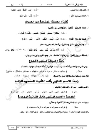 ‫األط‬
‫ُٮ‬ ٰٚ
‫وشتٰح‬ٛ‫ا‬ ‫ٌح‬ٜٛ‫ا‬
ٖ
‫ه‬ ‫ز‬
‫ـــــــــــ‬
( ٝ‫ا‬
٪‫ذـــــــــــــ‬٤ٛ‫ا‬
)
‫(ياس‬
‫ـ‬‫ـ‬‫ـ‬‫ـ‬‫ـ‬‫ـ‬‫ـ‬‫ـ‬‫ـ‬‫ـ‬‫ـ‬‫ـ‬
‫سلي‬ ‫ر‬
‫ـ‬‫ـ‬‫ـ‬‫ـ‬‫ـ‬‫ـ‬‫ـ‬‫ـ‬‫ـ‬‫ـ‬‫ـ‬‫ـ‬‫ـ‬‫ـ‬‫ـ‬‫ـ‬‫ـ‬‫ـ‬‫ـ‬‫ـ‬‫ـ‬‫ـ‬‫ـ‬‫ـ‬‫ـ‬‫ـ‬‫ـ‬
)‫م‬
53661534253
-
53553477563
78
5
-
. ٌ‫ايفع‬ ٕ‫ش‬ٚ ٢ً‫ع‬ ًِ‫ايع‬
: ‫ڃؼپ‬
‫أمحس‬(
–
‫أؾطف‬
–
‫س‬ٜ‫ع‬ٜ
–
)‫تػًب‬
6
-
ٕ‫ش‬ٚ ٢ً‫ع‬ ًِ‫ايع‬
(
ٌَ‫ع‬ُ
‫ؾ‬
)
: ‫ڃؼپ‬
‫َط‬ُُ
‫ع‬(
–
ٌَ
‫س‬ُ
‫ظ‬
-
)ٌَ‫ب‬ُ
ٖ
1
-
ٕ‫ش‬ٚ ٢ً‫ع‬ ١‫ايصف‬
{
ٕ‫ِال‬‫ع‬َ‫ف‬
}
) ٢ًِ‫ع‬َ‫ف‬ ( ٕ‫ش‬ٚ ٢ً‫ع‬ ‫َؤْجٗا‬ ٚ
.
-
( : ‫ڃؼپ‬
ٕ‫َطؿا‬
‫ع‬
/
٢َ‫ؿ‬ِ‫ط‬َ
‫ع‬
-
ٕ‫ِبا‬‫ه‬َ‫غ‬
/
٢‫َهب‬‫غ‬
–
ٕ‫ِآ‬َُ‫ظ‬
/
٣‫َُأ‬‫ظ‬
. )
2
-
١‫ايصف‬
٢ً‫ع‬
ٕ‫ش‬ٚ
{
ٌَ
‫ع‬ِ‫ف‬َ‫أ‬
}
-
( : ‫ڃؼپ‬
‫َز‬ِٛ‫غ‬‫أ‬
-
‫َض‬ِٝ‫ب‬‫أ‬
–
‫َـ‬‫ط‬ِ‫ي‬‫أ‬
–
‫َط‬ُِ‫س‬‫أ‬
–
ٌَُِ‫د‬‫أ‬
–
ٓ
ٌ‫أد‬
. )
3
-
ٕ‫ش‬ٚ ٢ً‫ع‬ ٤‫جا‬ ‫َا‬
{
ٌَ
‫ع‬ِ‫ف‬ََ ٚ‫أ‬ ٍ‫َا‬‫ع‬ُ
‫ف‬
}
( َٔ ‫ايعدد‬ ٤‫أمسا‬ َٔ
1
–
11
. )
-
( : ‫ڃؼپ‬
‫َاز‬
‫س‬ُ
‫أ‬
َ‫س‬‫ِس‬ََٛٚ
-
٤‫َا‬ُٓ
‫ث‬
ً
َ‫ج‬َ
ٓ
٢
-
‫َاخ‬ًُ
‫ث‬
‫َح‬
ًِ‫ج‬ََٚ
)
-
‫الد‬٤‫حٿ‬ ‫ًٷٲ‬
‫خ‬٬‫ث‬
‫ضباع‬ٚ
.
4
-
ٕ‫ش‬ٚ ٢ً‫ع‬ ١‫ايصف‬
{
ٌ‫ُع‬
‫ف‬
}
ُ
ُ
‫أ‬ ( ١ًُ‫ن‬ ‫إال‬ ‫َٓٗا‬ ‫ظ‬ٝ‫ي‬ٚ
)٣‫(أخس‬ ‫مجع‬ )‫َس‬
‫خ‬
ُ
‫أ‬(ٚ
)‫ىل‬ٚ‫(أ‬ ‫مجع‬ )ٍٚ
.
١‫ثالث‬ ٚ‫أ‬ ٕ‫حسفا‬ ‫بعدٖا‬ ٠‫د‬٥‫شا‬ ‫أيف‬ ٘‫ثايج‬ ‫تهطري‬ ‫مجع‬ ٌ‫ن‬ ٖٞٚ (
‫أحسف‬
.) ١ٓ‫ضان‬ ٤‫ا‬ٜ ‫ضطٗا‬ٚ‫أ‬
-
: ‫ڃؼپ‬
‫ڃٔخؿي‬ (
–
َ‫ٓظخث‬
–
‫ڃٌحى‬
-
ٙ‫هٌح‬
–
‫خٿڂ‬٬‫ڃ‬
–
َْْ‫خٳ‬ٜ٫
–
‫ْپ‬ْ‫طڄخػ‬
–
) ‫ْق‬ْ‫ڃٴخط‬
‫ايصسف‬ َٔ ‫متٓع‬ ‫فال‬ ‫َتخسنا‬ ‫ضطٗا‬ٚ‫أ‬ ٕ‫نا‬ ٕ‫فإ‬
-
‫(طالڃٌس‬ : ‫ڃؼپ‬
-
‫ؿيخرٌس‬
-
‫ْخٍٳش‬ٛ
-
.)‫ڄخٿٸش‬٫
) ‫قبًٗا‬ ‫َا‬ ‫ح‬ٛ‫َفت‬ ‫أيف‬ ٙ‫آخس‬ ِ‫اض‬ : ‫ز‬ٛ‫املكص‬ ِ‫االض‬ (
-
‫ڃؼپ‬
:
ٍَ
ٌ‫(ٓڀ‬
–
ََ
‫ڀ‬ْ‫ٿ‬
–
ََ
‫ن‬‫ٿز‬
–
ٍَ
َ‫ًٻ‬
–
ٍَ
‫ى‬َ
ََ
‫ر‬
–
ٍَ
ٌْ٫‫ى‬
–
ََ
‫ڀ‬ْ‫ظ‬‫ٷ‬
–
) ََ
‫ك‬َْ‫ؿ‬
) ‫أنجس‬ ٚ‫أ‬ ‫أحسف‬ ١‫ثالث‬ ‫بعد‬ ٕ‫دتا‬٥‫شا‬ ‫د‬٤‫ا‬ ‫ر‬ ٙ‫آخس‬ ِ‫اض‬ ٖٛٚ (
-
: ‫ڃؼپ‬
‫ٳٸَحء‬ (
–
‫لَحء‬ٛ
–
‫كڄَحء‬
–
‫ٻَڃخء‬
–
. ) ‫يحء‬٬ٓ
-
‫أص‬ ٠‫اهلُص‬ ‫ناْت‬ ٕ‫إ‬
: ٌ‫َج‬ ، ١ًُ‫ايه‬ ‫صسفت‬ ٌ‫أص‬ ٔ‫ع‬ ١‫َٓكًب‬ ٚ‫أ‬ ١ًٝ
٤‫قسا‬
-
ْ
٤‫أعدا‬
-
ْ
٤‫دا‬
–
. ْ
٤‫بٓا‬
‫ﻲ‬‫ﻣ‬‫ﯾ‬‫ﻠ‬‫ﻌ‬‫ﺗ‬‫ﻟ‬‫ا‬ ‫ت‬‫ﺳ‬‫ﺎ‬‫ﻓ‬ ‫ﻰ‬‫ﺟ‬‫ﯾ‬‫ا‬ ‫ﻊ‬‫ﻗ‬‫و‬‫ﻣ‬
 