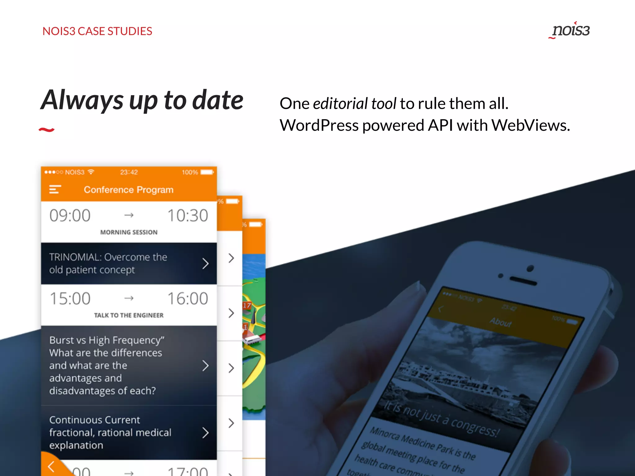 NOIS3 CASE STUDIES
One editorial tool to rule them all.
WordPress powered API with WebViews.
Always up to date
 