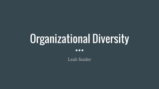 Organizational Diversity
Leah Snider
 