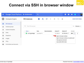Thanachart Numnonda, thanachart@imcinstitute.clockchain App on Hyperledger
Connect via SSH in browser window
 