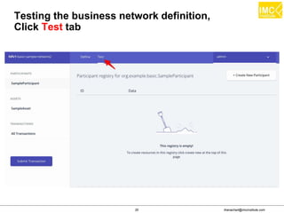 thanachart@imcinstitute.com35
Testing the business network definition,
Click Test tab
 