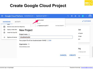 Thanachart Numnonda, thanachart@imcinstitute.clockchain App on Hyperledger
Create Google Cloud Project
 