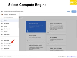 Thanachart Numnonda, thanachart@imcinstitute.clockchain App on Hyperledger
Select Compute Engine
 