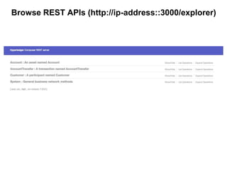 Browse REST APIs (http://ip-address::3000/explorer)
 