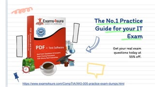 The No.1 Practice
Guide for your IT
Exam
Get your real exam
questions today at
55% off.
https://www.exams4sure.com/CompTIA/XK0-005-practice-exam-dumps.html
 
